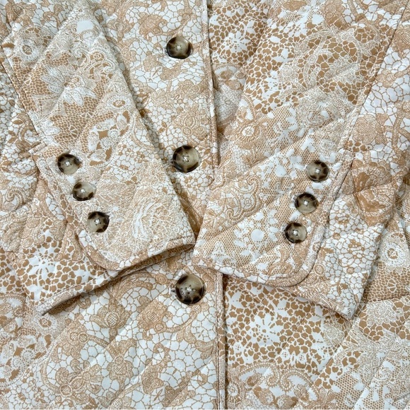 Chicos Floral Quilted Women's Jacket Cream White Size 3 (16/18) - Picture 5 of 13